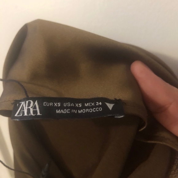 Zara Satin Effect Backless Brown Maxi Dress size XS - Picture 9 of 10